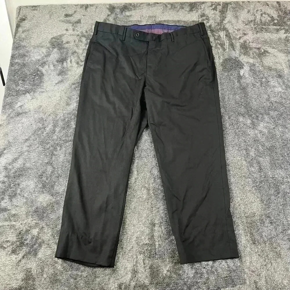 Incotex Super 100s Men's Dress Pants 37X26.5 Black Classic Fit Slacks Flat Front - Picture 1 of 13